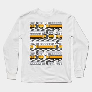 Lisbon trams // Portuguese Rossio cobblestone inspiration background lemon lime and marigold transport Long Sleeve T-Shirt